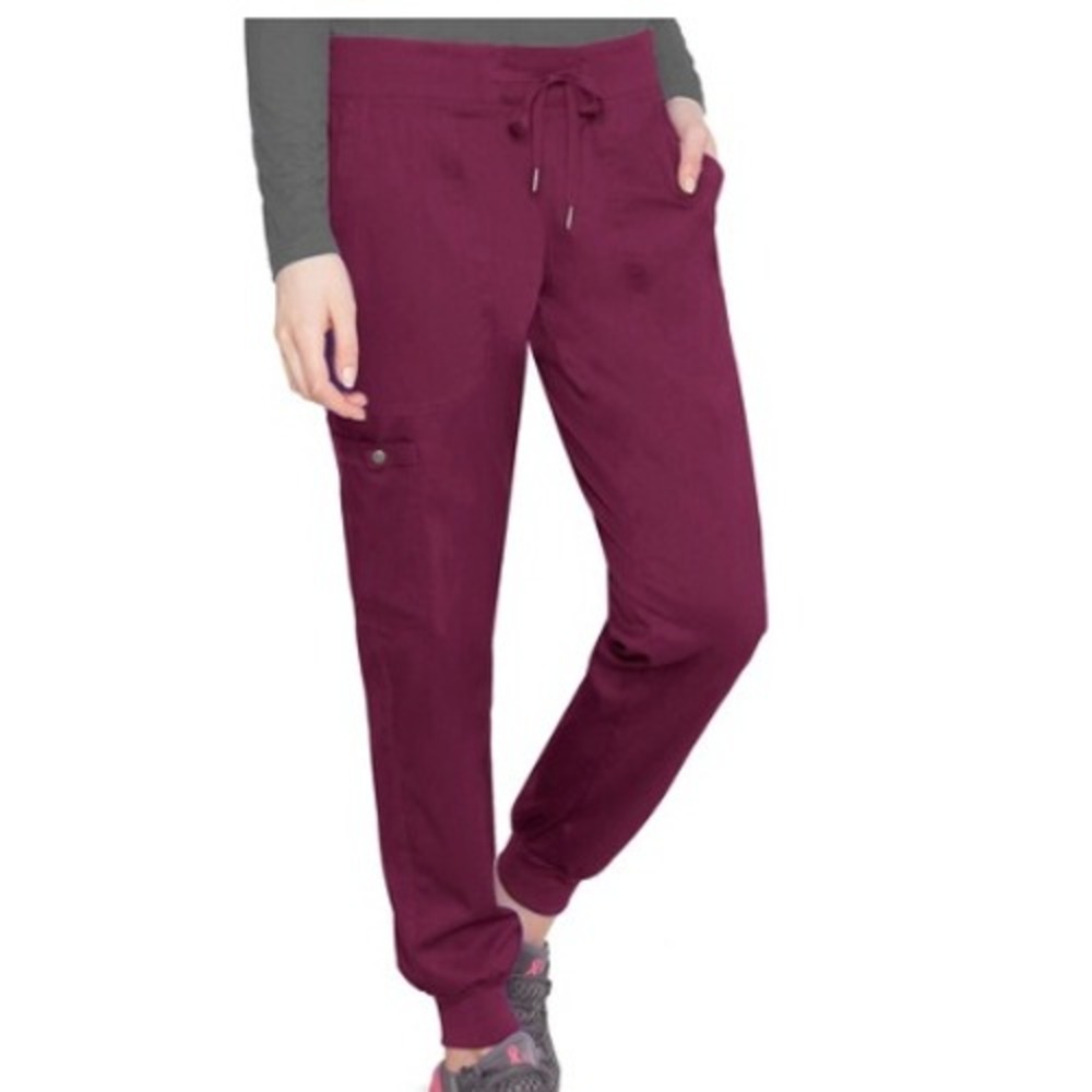 Med Couture Touch Performance Stretch Jogger Scrub Pants Wine 7710P XL Petite